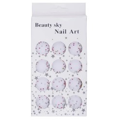 ***Пластиковые малиновые камни с отливом Beauty Sky в контейнере на 12 секций ___OLG080 (423)